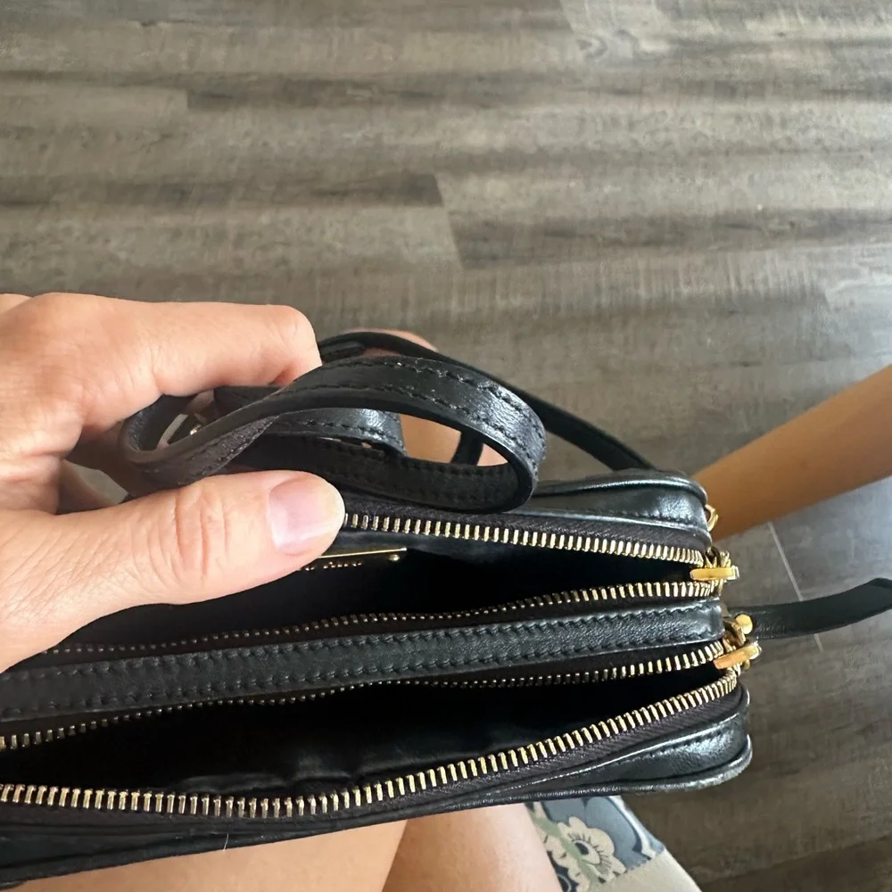 Miu Miu Black Matelassé Leather Crossbody Bag Gold Hardware